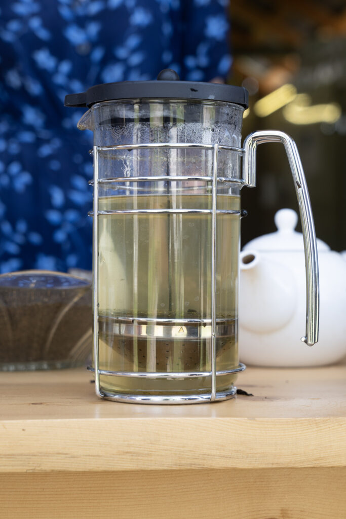 Brewed green tea at the Zhgenti plantation