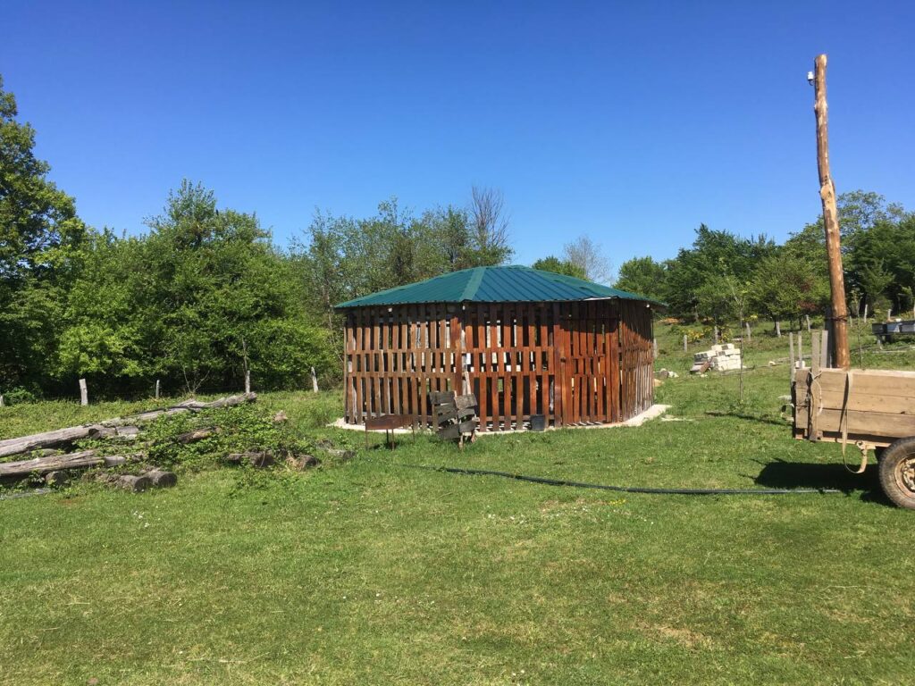 Tasting pavilion at Koba Shekiladze's factory