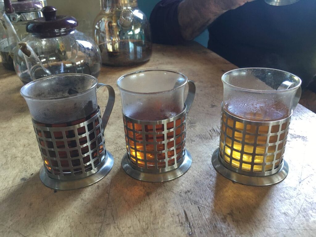 Left to right: blueberry, black, and green tea